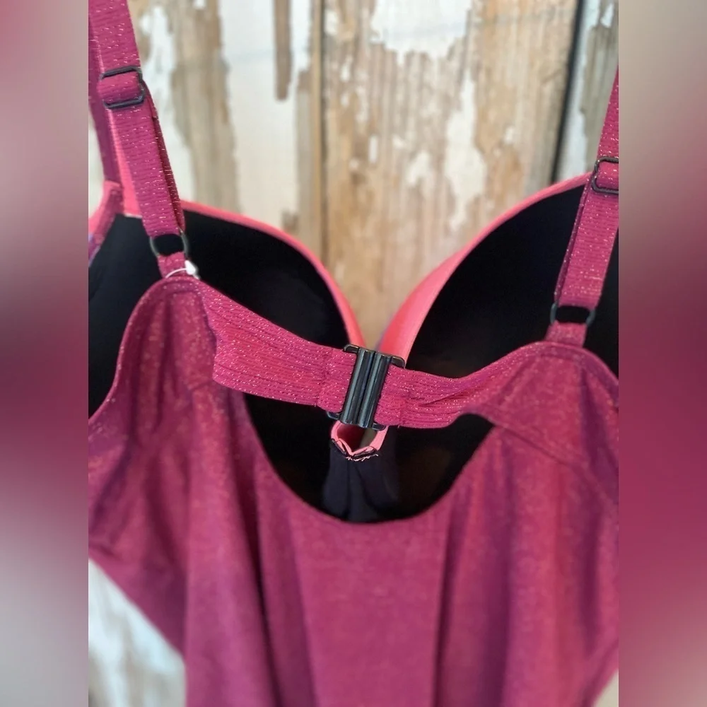 Ulla Popken One Piece Swimsuit NWT USA Size 30 Pink & purple